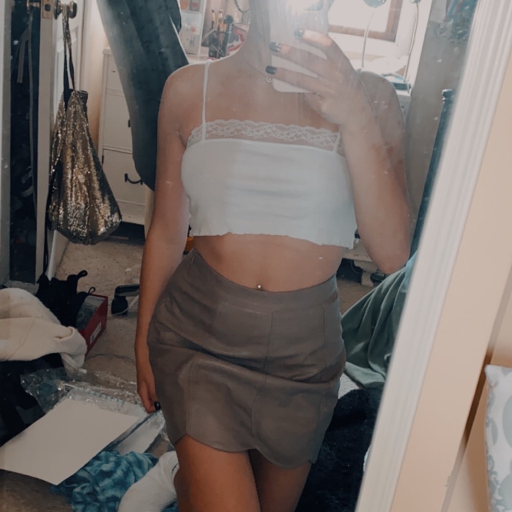 Leather tan skirt